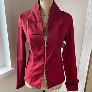 NWT Joseph Ribkoff Wine-Colored Satin Tie Belt Jacket Size 8 fits like 6